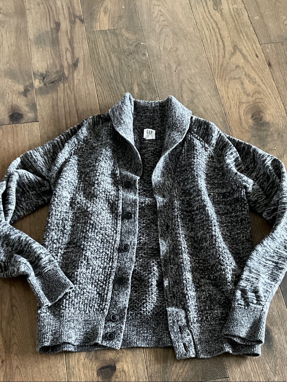 GAP Men's Charcoal Gray Shawl-Collar Cardigan